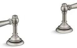 Deals 🔔 KOHLER Artifacts® Double Lever Handle Deck Mount Bath Trim Pair in Vibrant Brushed Nickel ⭐