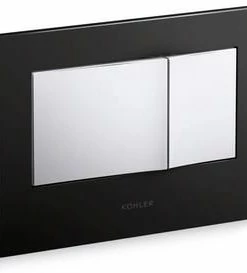 Outlet 🤩 KOHLER Bevel® Flush Actuator Plate in Glossy Black/Polished Chrome 😍