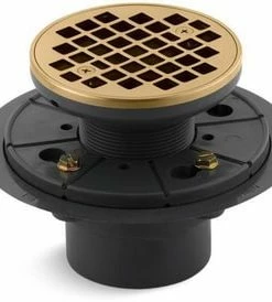 Hot Sale 🎁 KOHLER ClearFlo™ 3 in. Threaded Plastic Vibrant® Moderne Brushed Gold Shower Drain ✔️