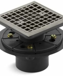 Brand new 🔥 KOHLER ClearFlo™ 3 in. Threaded Plastic Square Design Tile-In Shower Drain in Brushed Nickel 👏